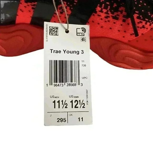 Adidas Basketball Shoes Black Red Mens Size 11.5 Trae Young 3 Sneakers NEW main image 6